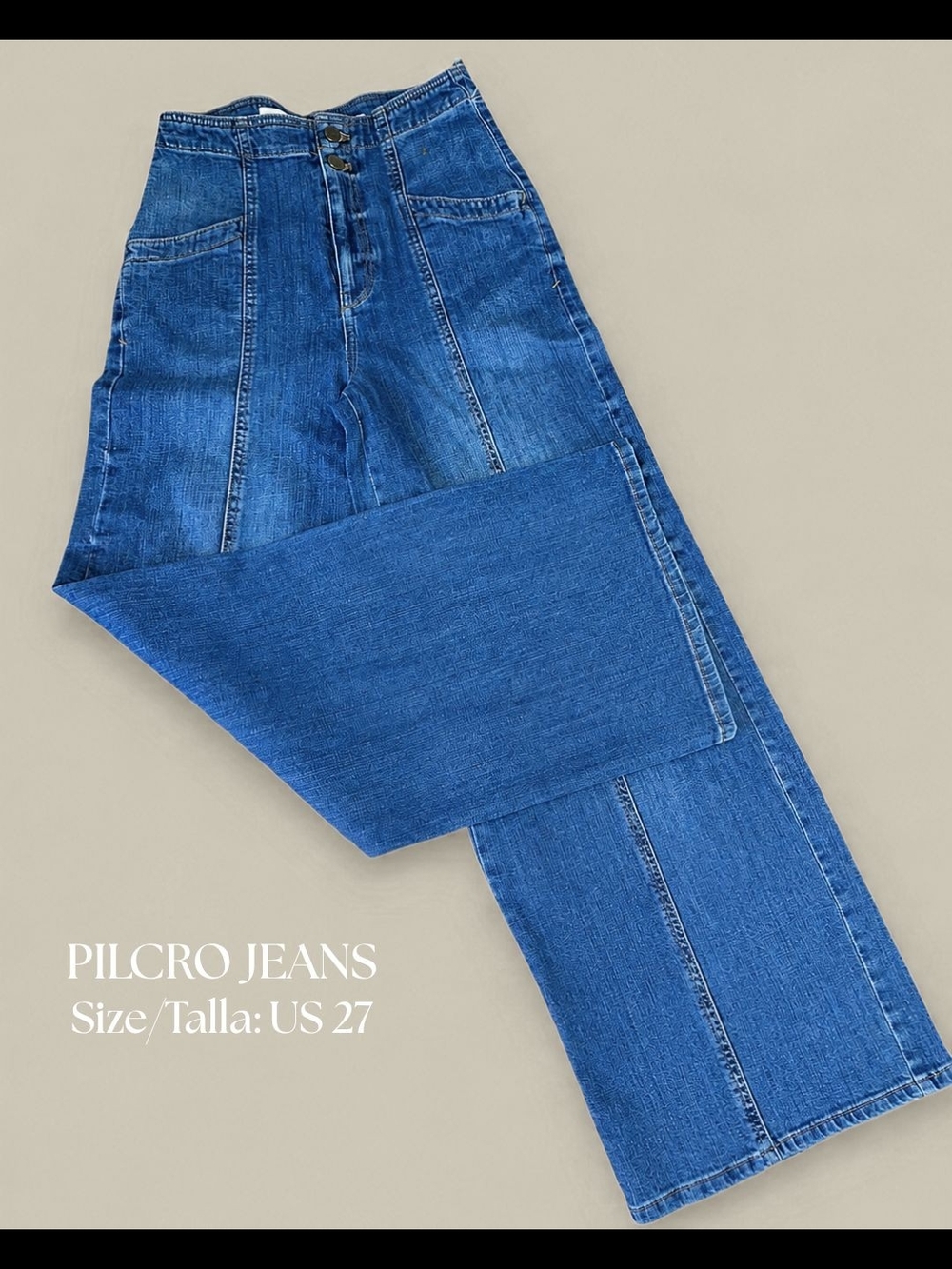 Pilcro Two-Tone High-Rise Wide Leg Jeans in Blue